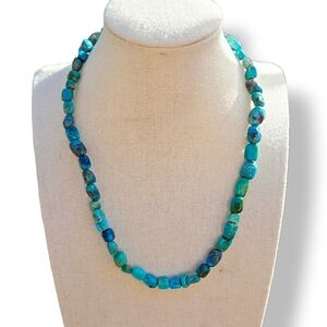 Turquoise KINGMAN Genuine Nugget Sterling Silver Adjustable Necklace Blue/Green